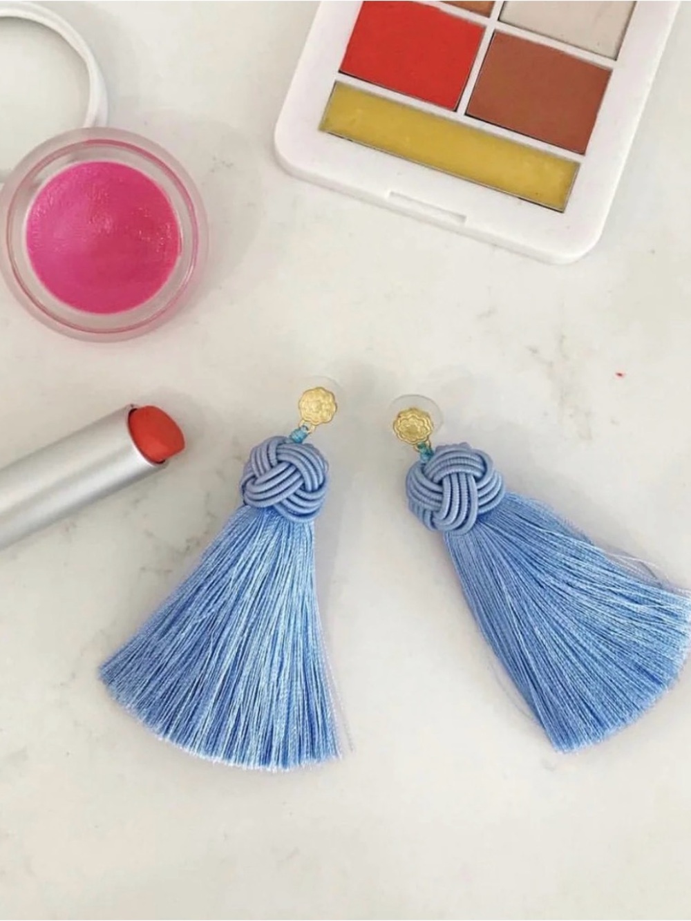 Hart Cornflower Blue Topknots Tassel earrings